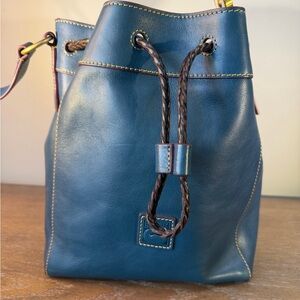Dooney & Bourke Florentine Leather Hatti Drawstring in Denim